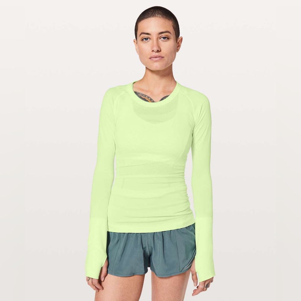lululemon athletica Long Sleeve Seamless Top in Light Lime